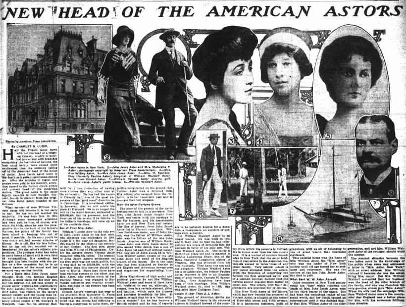 Gia tộc Astor được người dân ở Newport (đảo Rhode), đảo Mackinac (bang Michigan) vô cùng kính trọng. Ngày nay, các thành viên của gia tộc giàu có, quyền lực này sinh sống ở khắp nước Mỹ và châu Âu. Ảnh: newspapers.com.