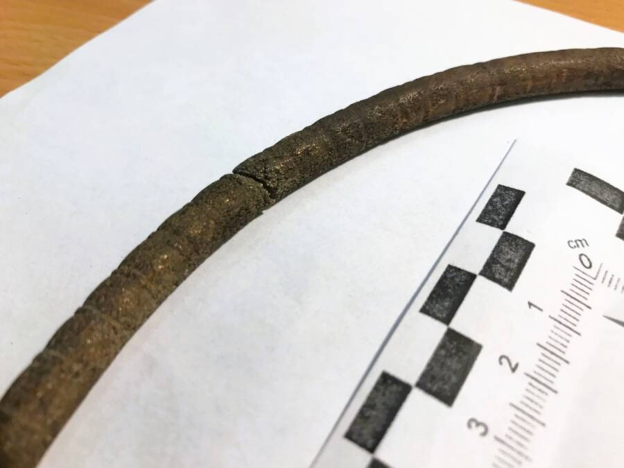 Nhận thấy chiếc vòng cổ có thể là hiện vật cổ xưa, người nông dân đã thông báo với chính quyền địa phương để các chuyên gia kiểm tra. Ảnh: Provincial Office for Monument Protection in Olsztyn.