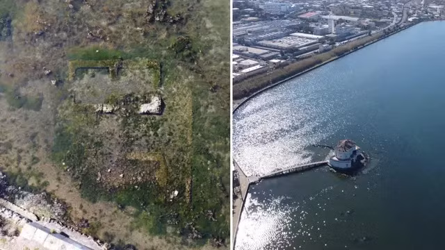 Các hoạt động núi lửa quanh Naples, Italy đã vô tình làm lộ ra tàn tích một biệt thự La Mã ở dưới hồ Fusaro. Josi Gerardo Della Ragione, thị trưởng của Bacoli, đã thông báo về phát hiện quan trọng này. Ảnh: Josi Gerardo Della Ragione.