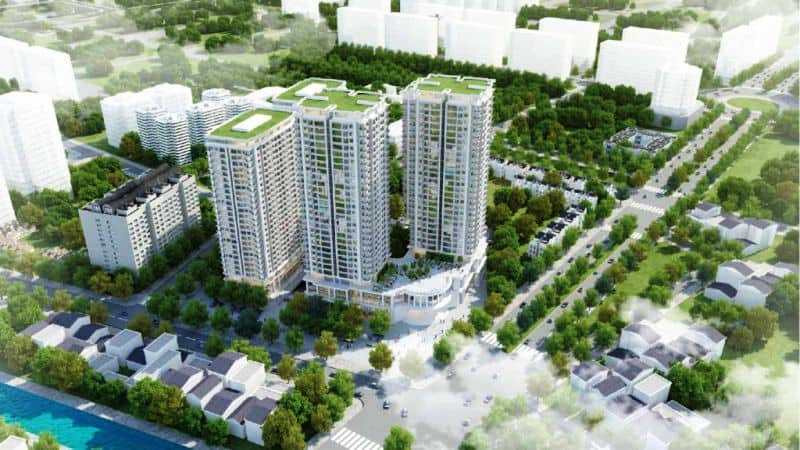 Phối cảnh dự án đẹp long lanh, nhưng thực tế The Lotus Center vẫn chỉ là bãi đất trống.