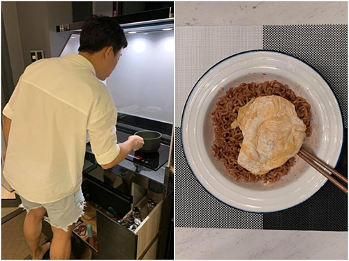 Những lần Hari Won đi làm về muộn, A Xìn đích thân xuống bếp làm đồ ăn đêm cho vợ. Có thể thấy sự tận tâm và yêu thương bạn đời của nam danh hài.