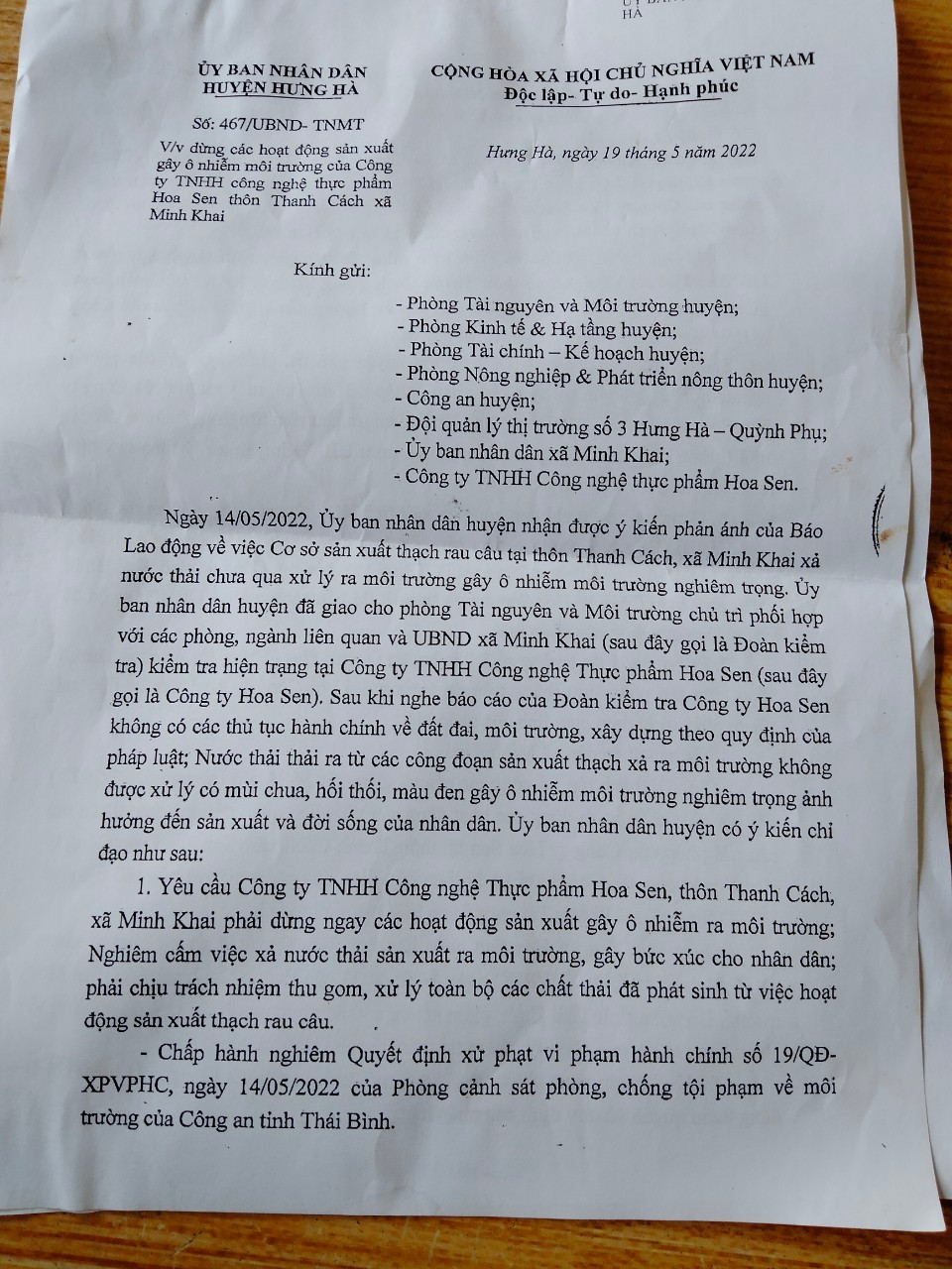 Thai Binh: Huyen dinh chi hoat dong, cty Thuc pham Hoa Sen van ngang nhien xa thai?-Hinh-3