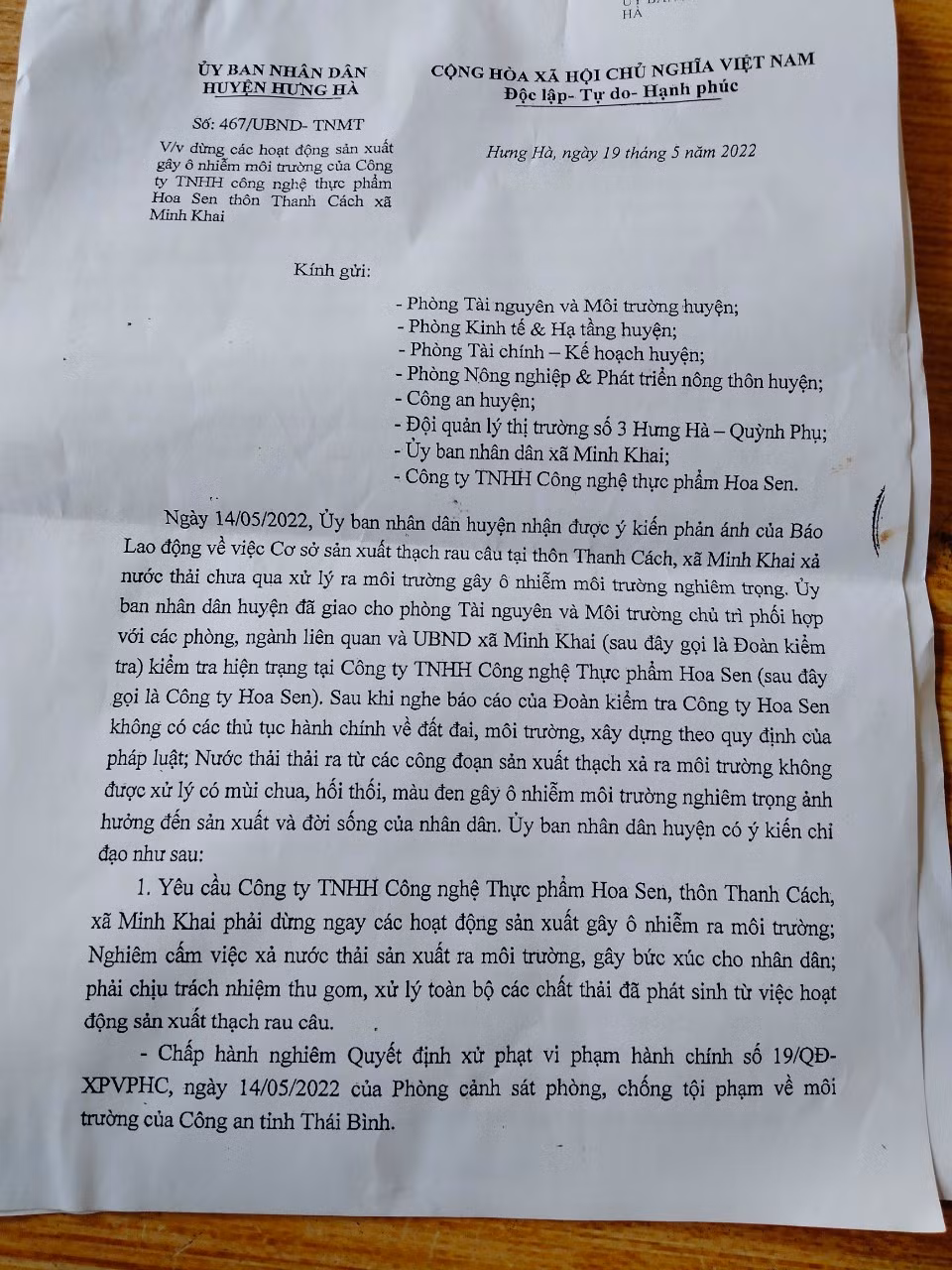 Thai Binh: Huyen dinh chi hoat dong, cty Thuc pham Hoa Sen van ngang nhien xa thai?-Hinh-3