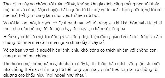 Vo ly hon vi chong khong ban nha chua benh cho me vo