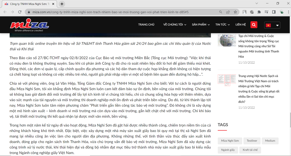 Công ty Miza Nghi Sơn bị xử phạt gây ô nhiễm môi trường - Hình 3 Cong ty Miza Nghi Son bi xu phat gay o nhiem moi truong-Hinh-3