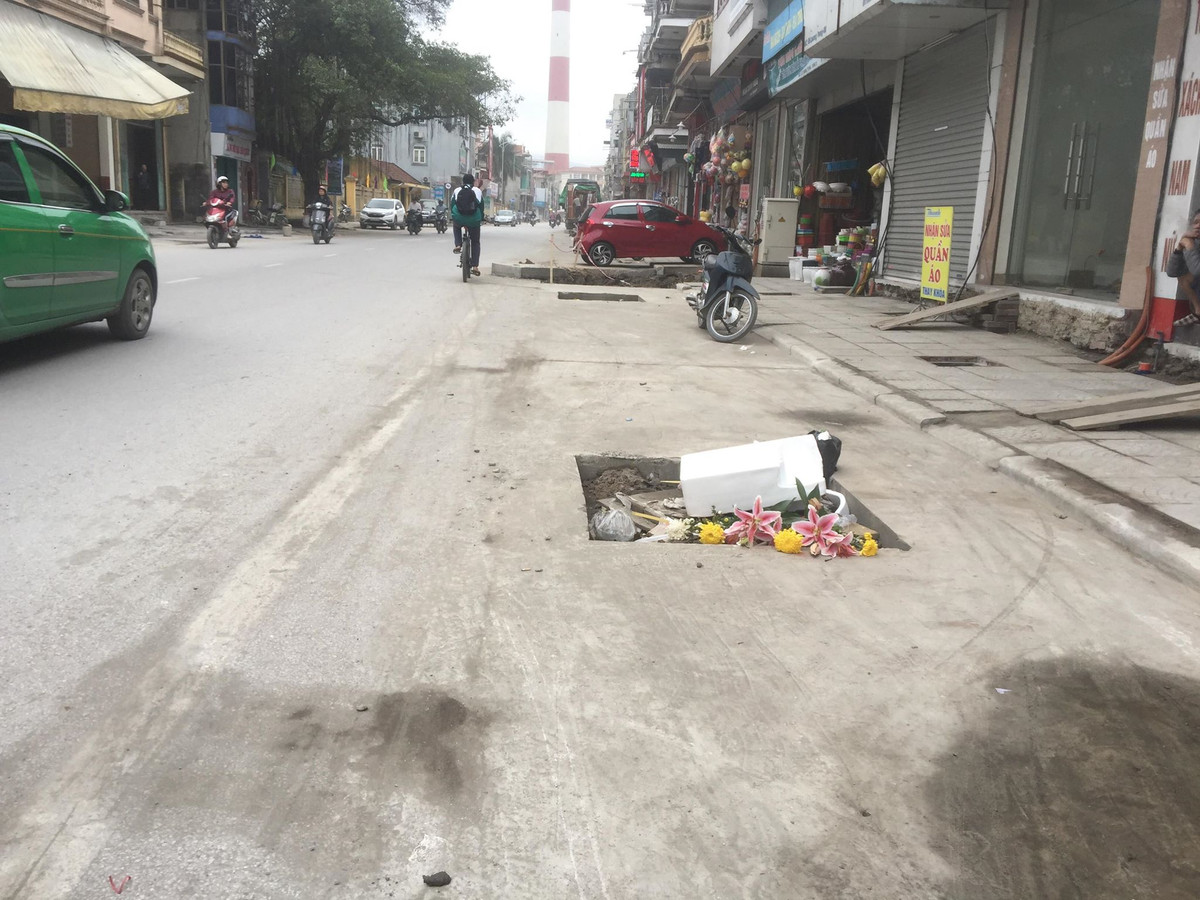 Hố trồng cây trở thành... thùng rác.