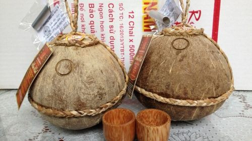 Rượu dừa Bến Tre tuy không xuất sắc nhưng lại mang một hương vị rất riêng, độc đáo nhất là rượu được lên men ngay trong trái dừa. Rượu ngon là loại có vị ngọt mát với hương thơm đặc trưng của dừa bản xứ. Ảnh: Internet.