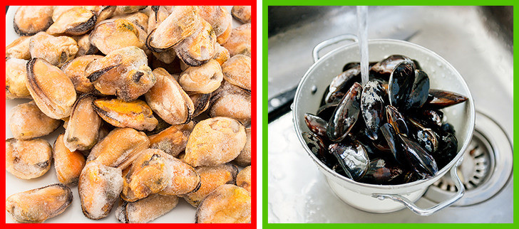 Trai và hàu: Bạn phải rửa sạch tất cả các loại hải sản có vỏ ngay cả khi bạn mua các sản phẩm đông lạnh vì chúng có thể chứa đầy cát và sạn. Nếu không, bạn sẽ ăn tất cả những cặn bẩn và chất thải của chúng.