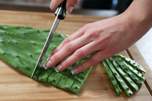 Ngoài canh chua xương rồng và xương rồng xào, người dân xứ Quảng còn sáng tạo thêm một món ăn nữa khá độc đáo là món gỏi xương rồng.