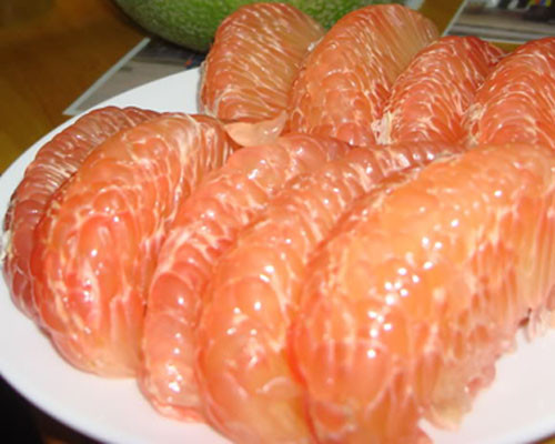 Bưởi Phúc Trạch là đặc sản của huyện miền núi Hương Khê, tỉnh Hà Tĩnh, được bạn bè gần xa biết đến. Bưởi có dạng hình cầu tròn, nhỏ chứ không to, khi ăn vào có vị thanh chua rồi ngọt hậu tới cổ, thơm nhẹ tự nhiên. Ảnh: Internet.