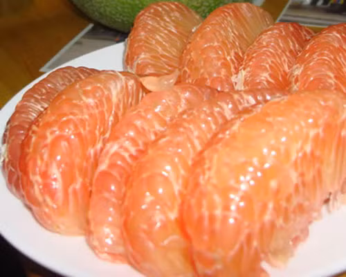 Bưởi Phúc Trạch là đặc sản của huyện miền núi Hương Khê, tỉnh Hà Tĩnh, được bạn bè gần xa biết đến. Bưởi có dạng hình cầu tròn, nhỏ chứ không to, khi ăn vào có vị thanh chua rồi ngọt hậu tới cổ, thơm nhẹ tự nhiên. Ảnh: Internet.