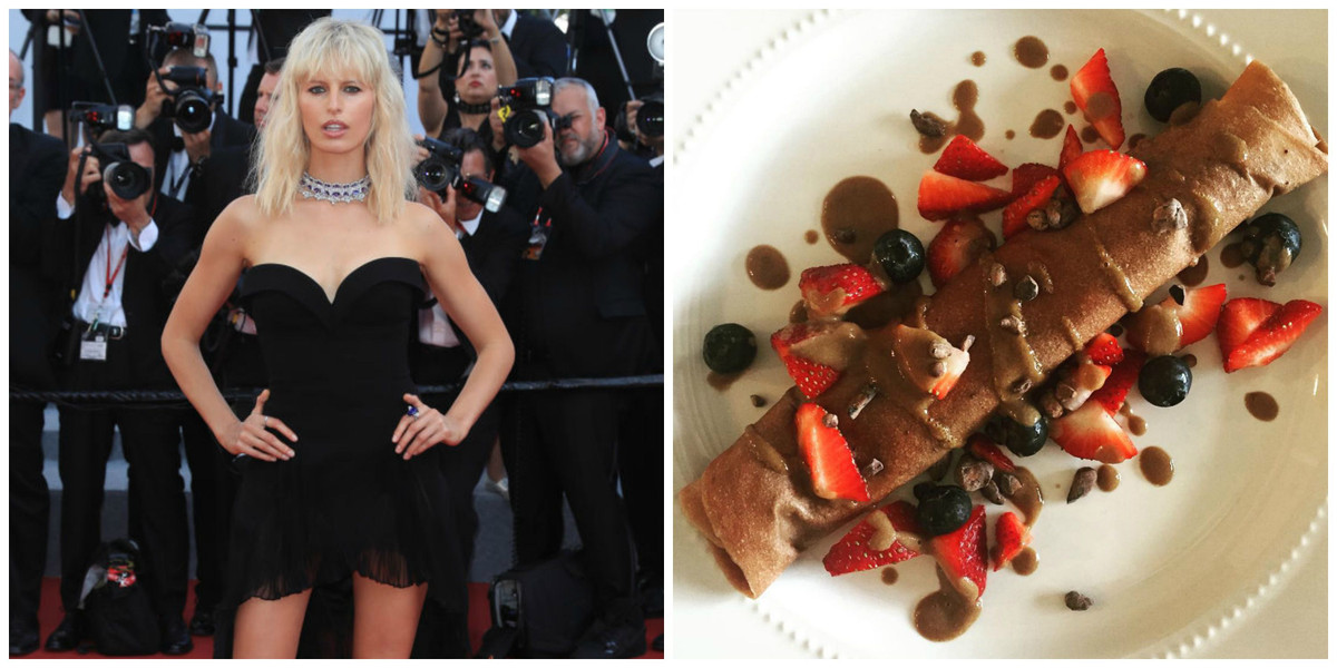 Người mẫu Karolina Kurkova tự chuẩn bị bữa sáng mỗi ngày. Cô thường chọn cháo yến mạch ăn kèm cùng một số loại trái cây như ổi, dứa, nho khô, táo và uống thêm một ly nước cam, hoặc nước chanh... Ảnh: Internet.