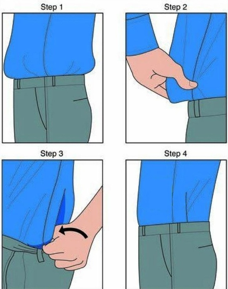 Cách gấp nếp áo của quân đội Mỹ: Nếu chiếc áo sơ mi bạn mặc hơi rộng một chút hoặc nếu bạn mới bị sụt cân và chưa mua được quần áo mới, hãy áp dụng mẹo gấp áo mép áo và sơ vin của quân đội để áo trông vừa người hơn.