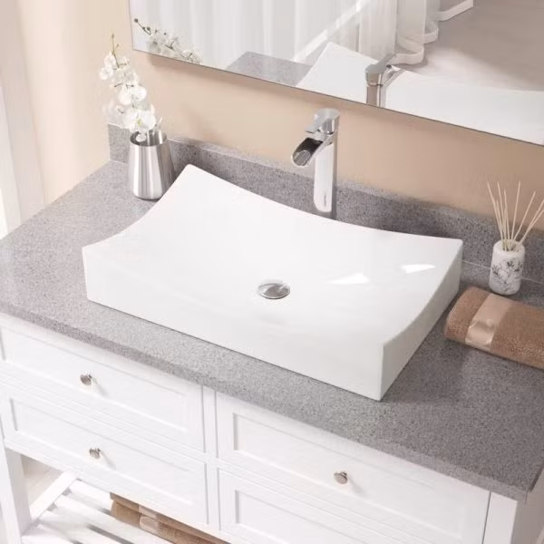  Bồn rửa mặt hình chữ nhật này được sản xuất từ Trung Quốc, với giá cả phải chăng gồm 3 lớp gạch men, được phủ bóng cao cấp chống sứt mẻ, ngả màu và vi trùng.