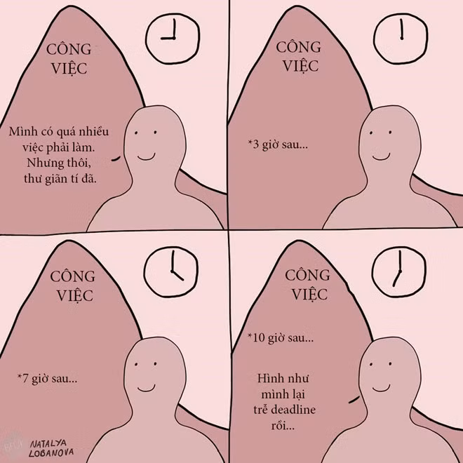 Nhiều người lạ lắm, suốt ngày than phiền công việc bận rộn, bừa bộn nhưng lại không tranh thủ giải quyết. Đến khi "nước đến chân mới nhảy", lúc đó lại than vãn đủ điều. Dù gì cũng muộn rồi, phạt cho chừa!