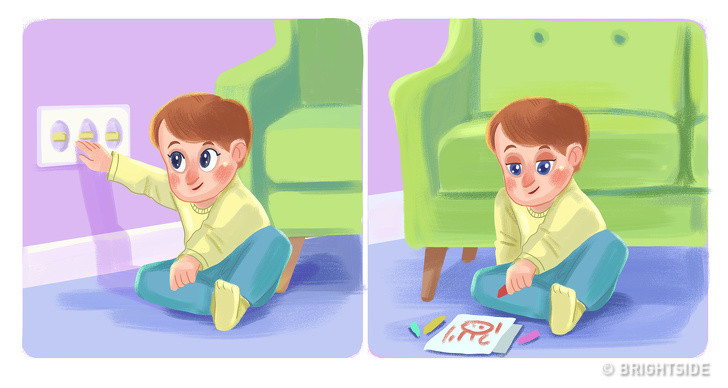 Ổ cắm điện là vật dụng quen thuộc trong nhà rất nguy hại thường thu hút sự chú ý của các bé. Để giữ an toàn cho con trẻ, bạn nên dùng nắp bịt tất các các ổ cắp trong nhà.