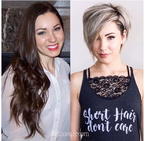 Nếu muốn thay đổi diện mạo để trẻ trung hơn, bạn hãy thử kiểu tóc cá tính như cô ấy.