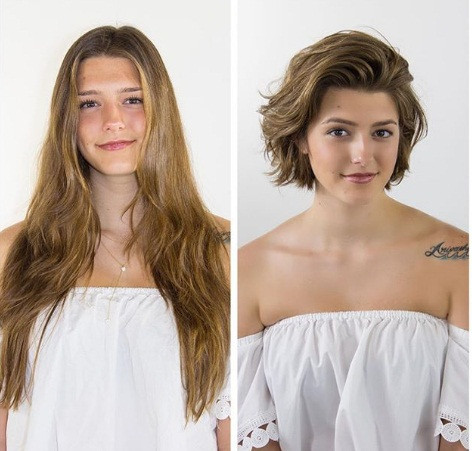 Khuôn mặt của cô gái này sáng sủa và trẻ trung hơn hẳn với kiểu tóc ngắn cá tính.