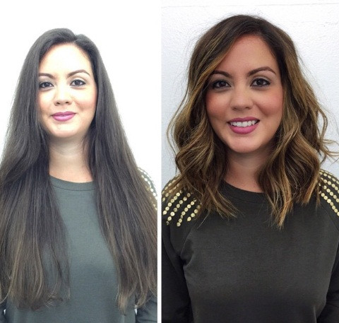 Mái tóc xoăn gợn sóng nhẹ nhàng thế này sẽ giúp cho gương mặt của các nàng trông thon gọn, trẻ trung hơn.