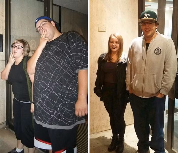 Thật khó để nhận ra cặp đôi này sau khi họ giảm cân. Họ giảm cân thành công nhờ cách thay đổi thói quen xấu và bắt đầu chơi thể thao thường xuyên. Ảnh: BS.
