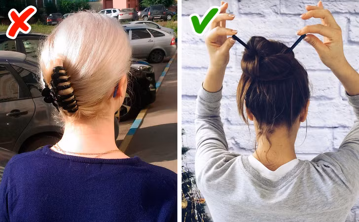 Dùng kẹp gắp: Loại kẹp này rất hữu dụng khi giúp bạn cuộn tóc gọn gàng lúc tắm hay dọn dẹp nhưng chớ nên dùng khi đi làm, đi chơi hay đặc biệt là tới các sự kiện quan trọng.