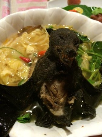 Để nấu món súp dơi không cần phải chế biến qua cầu kỳ, người ta chỉ nấu súp thông thường bằng rau củ, thêm chút dầu dừa và nguyên một con dơi đen xì. Đây còn được biết đến là món khai vị trong các bữa tiệc.