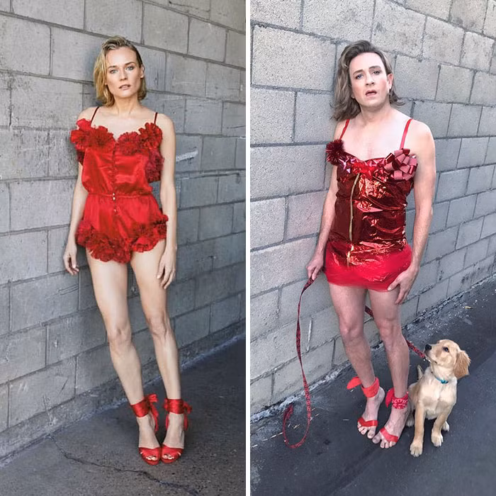 Từ trang phục tới cách tạo dáng, anh chẳng khác gì phiên bản gốc Diane Kruger