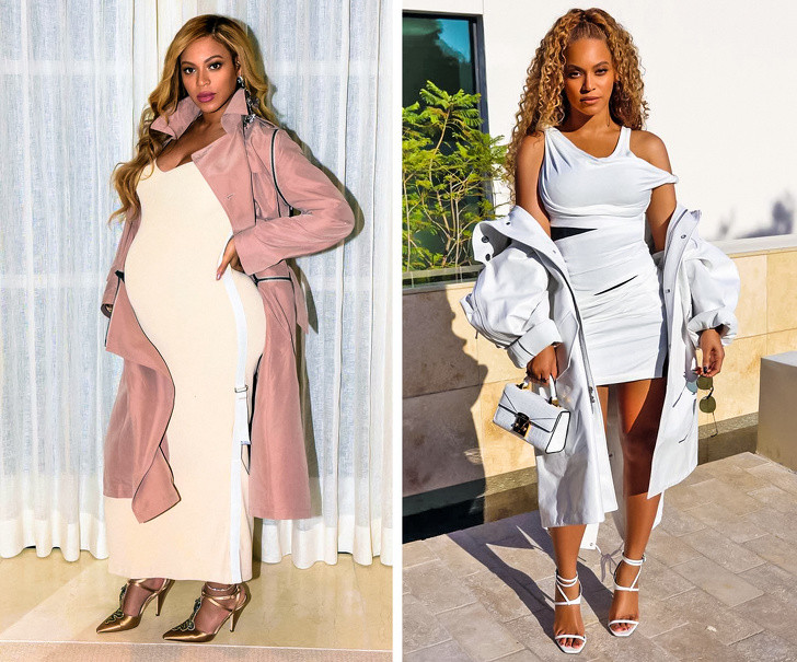 Bà mẹ 3 con Beyoncé khoe vóc dáng nóng bỏng của cô trên sân khấu. Cô là một trong những người mẹ nổi tiếng giảm cân siêu tốc sau khi mang thai. Bí mật giảm cân của cô chính là việc cho con bú.