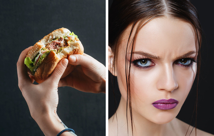 Thực phẩm chiên hay thức ăn nhanh, làm quá tải lượng dầu của cơ thể chúng ta do sự kích thích quá mức các tuyến dầu.