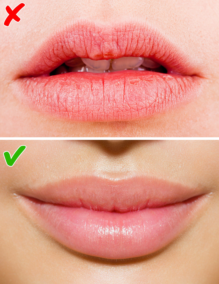 Bôi son lì trên môi khô: Nếu đôi môi của bạn bị bong tróc sau khi bạn vừa tô son thì đó có lẽ là do bạn đang sử dụng bôi một thỏi son lì mà không đánh son dưỡng trước.