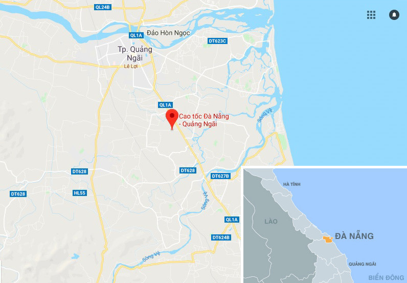 Vị trí cao tốc Đà Nẵng - Quảng Ngãi. Ảnh: Google Maps.