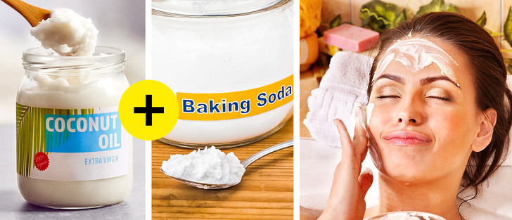  Trộn baking soda và dầu dừa: Cả dầu dừa và bột baking soda đều có lợi ích chống lão hóa tuyệt vời. Bằng cách kết hợp thành phần này, bạn sẽ có thể tẩy tế bào da chết, dưỡng ẩm.