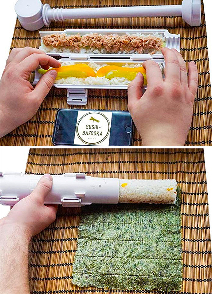 Chiếc khuôn tiện ích giúp việc làm cơm cuộn trở nên thật đơn giản.