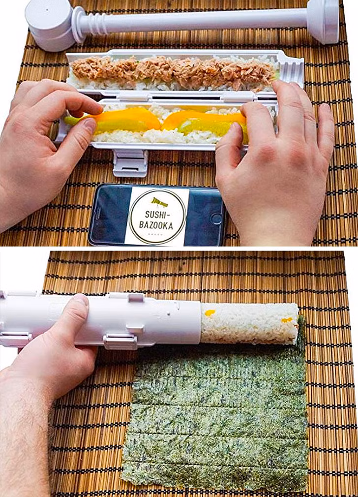 Chiếc khuôn tiện ích giúp việc làm cơm cuộn trở nên thật đơn giản.