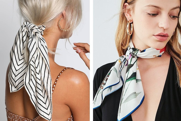 Khăn lụa: Nếu muốn sở hữu vẻ ngoài đằm thắm, dịu dàng, bạn nên chọn một chiếc khăn lụa. Theo Tạp chí thời trang Vogue, bạn có thể sử dụng khăn thay thắt lưng, buộc vào chiếc túi, buộc tóc hoặc thậm chí là vòng tay. Nếu thích thắt khăn quàng cổ, hãy chọn màu sẽ làm nổi bật tông da mặt.