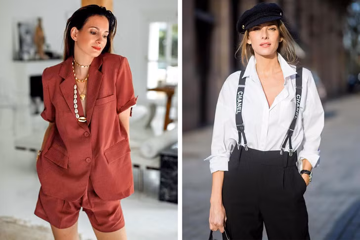 Trang phục phong cách nam tính: Phong cách thời trang nam tính có thể nâng cao sức hấp dẫn của người phụ nữ. Quy tắc phối đồ theo phong cách này đơn giản là chọn quần hoặc áo theo kích thước chuẩn, sau đó kết hợp với các chi tiết nam tính khác.