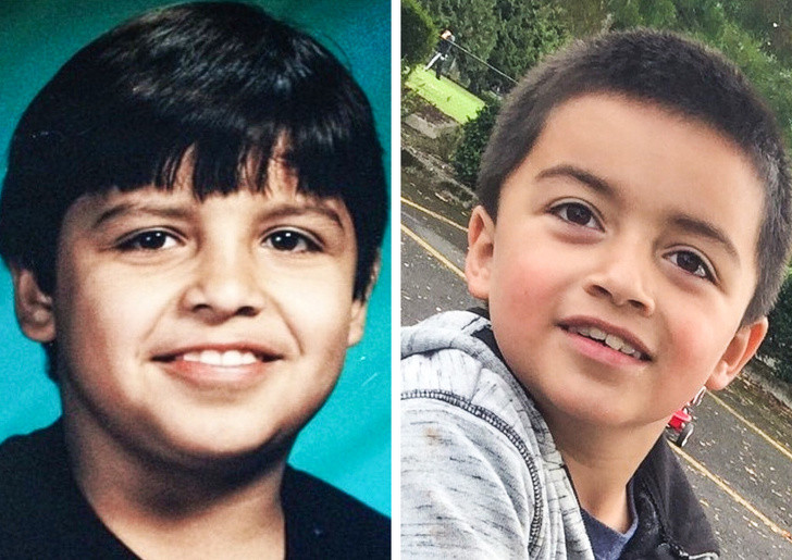 Con trai và bố chụp khi ở cùng tuổi.