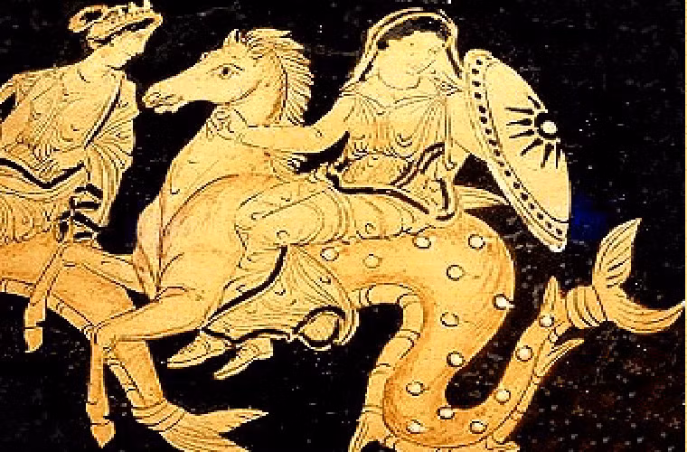 Hippocampus có đầu ngựa và người cá heo. Nó xuất hiện trong truyền thuyết Hy Lạp và xứ Phoenix.