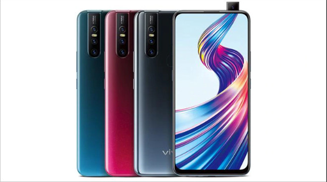  3. Vivo V15Giá bán: 7,99 triệu đồng Có giá bán thấp nhất trong danh sách này nhưng không vì thế mà sản phẩm của Vivo lại lép vế. Giống như Oppo F11 Pro, điện thoại cũng có thiết kế toàn màn hình, camera selfie đẩy lên, chip xử lý Helio P70, RAM 6GB, pin 4000 mAh. Ấn tượng hơn, máy còn có bộ nhớ trong lên tới 128GB; cụm 3 camera sau (12MP + 8MP + 5MP). Kích cỡ màn hình lớn – cỡ 6,53 inch hứa hẹn sẽ mang tới những giây phút giải trí vô cùng thoải mái tới người dùng.