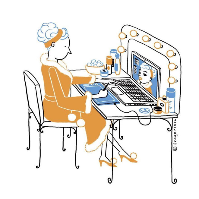 Thời đại công nghệ phát triển giúp hội chị em không phải son phấn đầy đủ. Việc họ cần làm là tạo dáng chuẩn, phần còn lại đã có photoshop lo rồi.