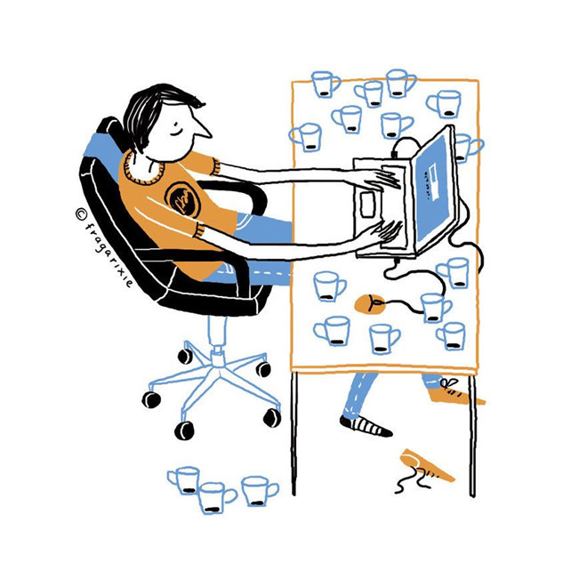 Một chiếc ghế tựa, dăm ba cốc cà phê, vài món ăn vặt cùng chiếc smartphone hay laptop là đủ để chúng ta sống và làm việc rồi.