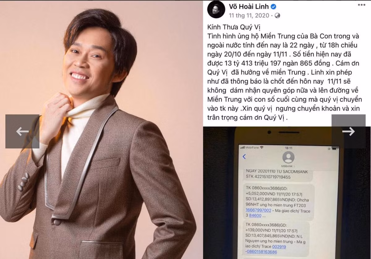 Nam danh hài khẳng định không biển thủ hơn 13 tỷ đồng quyên góp từ tháng 10/2020 và gửi lời xin lỗi vì chậm giải ngân. Số tiền trong tài khoản khi chốt sổ là 13 tỷ 417 triệu đồng, sau đó cộng thêm tiền lãi trừ một số khoản đã chi là hơn 13,7 tỷ đồng. Đồng thời, nam nghệ sĩ bộc bạch sẽ không đánh đổi 30 năm sự nghiệp để lấy số tiền mười mấy tỷ đồng.