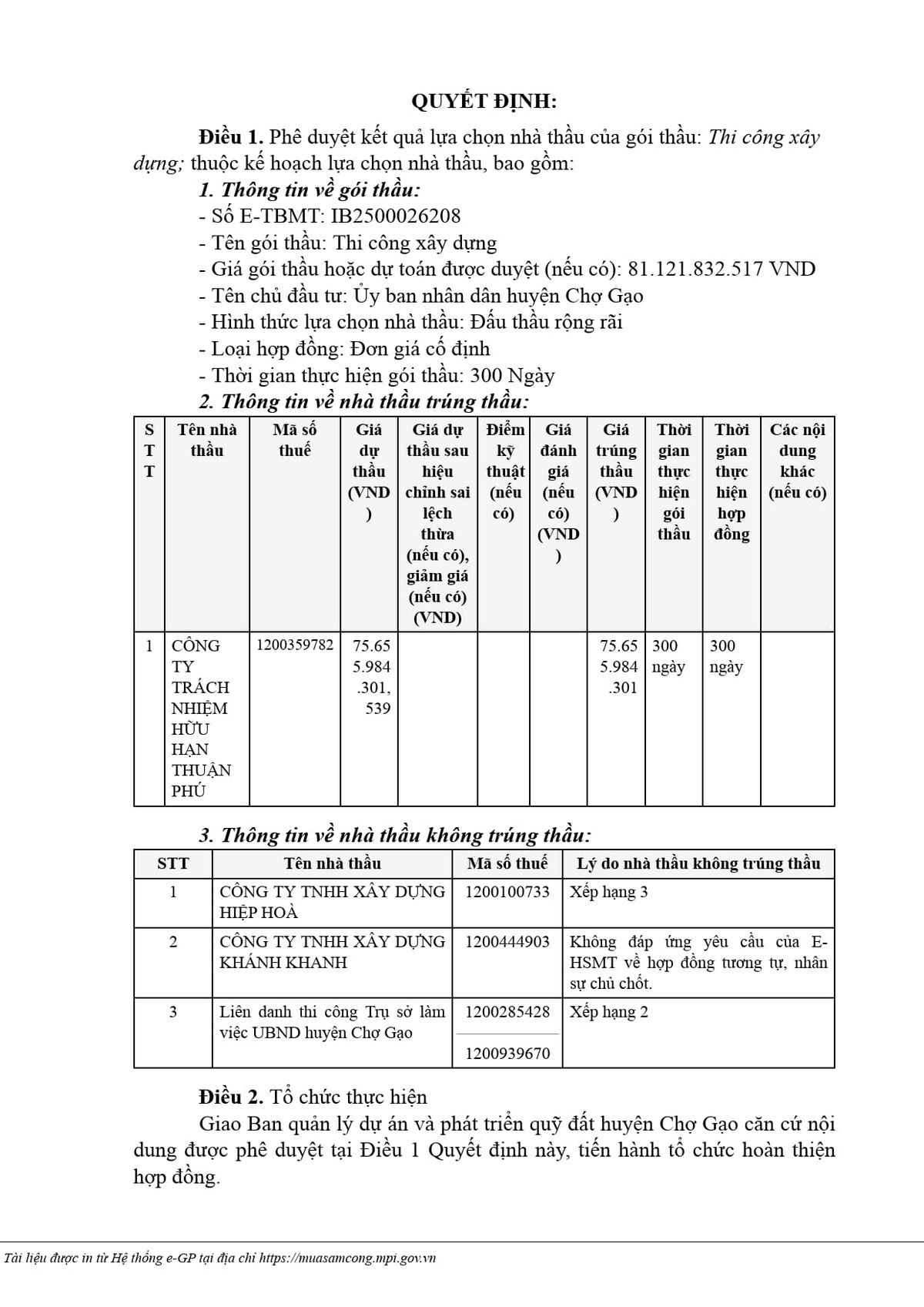 Tiền Giang: Gói thầu xây dựng trụ sở UBND huyện Chợ Gạo có khả thi? Tien Giang: Goi thau xay dung tru so UBND huyen Cho Gao co kha thi?