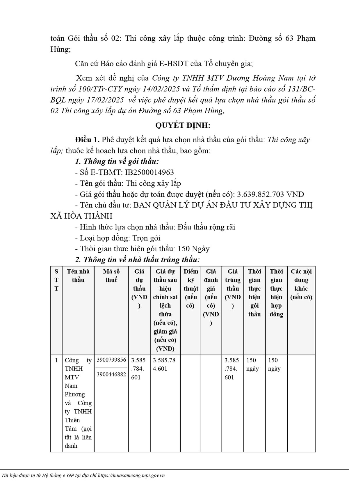 Tây Ninh: Liên danh Nam Phương - Thiên Tâm trúng gói thầu làm đường Tay Ninh: Lien danh Nam Phuong - Thien Tam trung goi thau lam duong