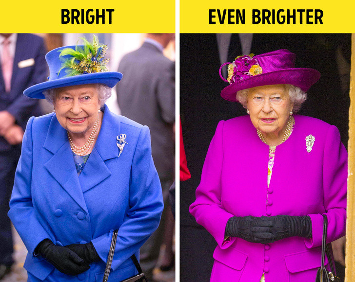 Vì sao Nữ hoàng Anh Elizabeth II luôn xuất hiện trước công chúng trong những bộ trang phục sáng và màu sắc? Đó là bởi vì theo quy tắc của gia đình Hoàng gia Anh, Nữ hoàng cần nổi bật giữa đám đông để mọi người có thể nhìn thấy bà. Ảnh: BS.