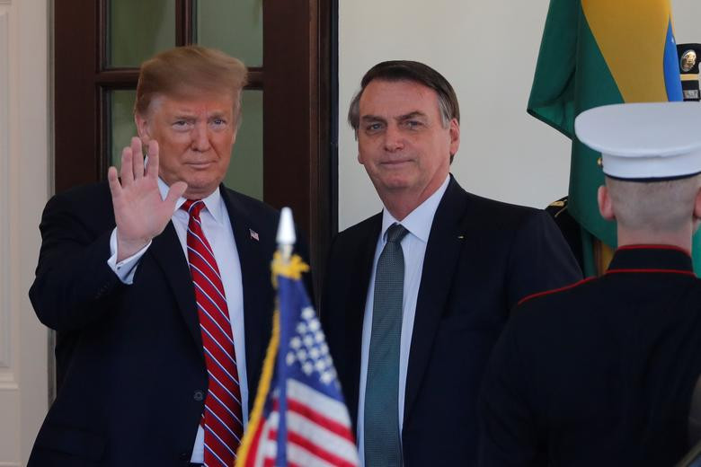 Tổng thống Trump đón người đồng cấp Brazil Jair Bolsonaro tại Nhà Trắng.