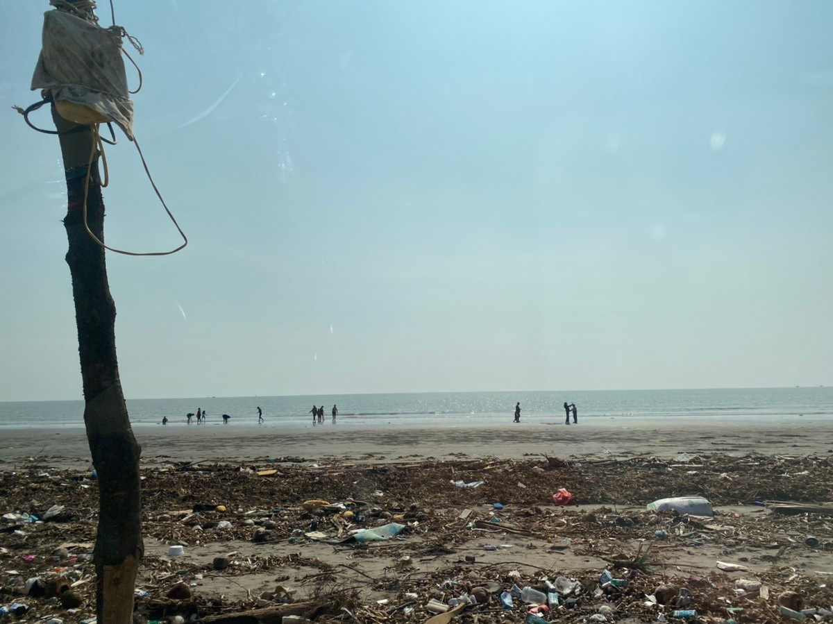 Tuy nhiên, tại biển Quất Lâm có rất nhiều rác thải. Lượng rác thải khổng lồ bị sóng biển tạt vào bờ gây ùn đọng khiến môi trường biển bị ô nhiễm nghiêm trọng