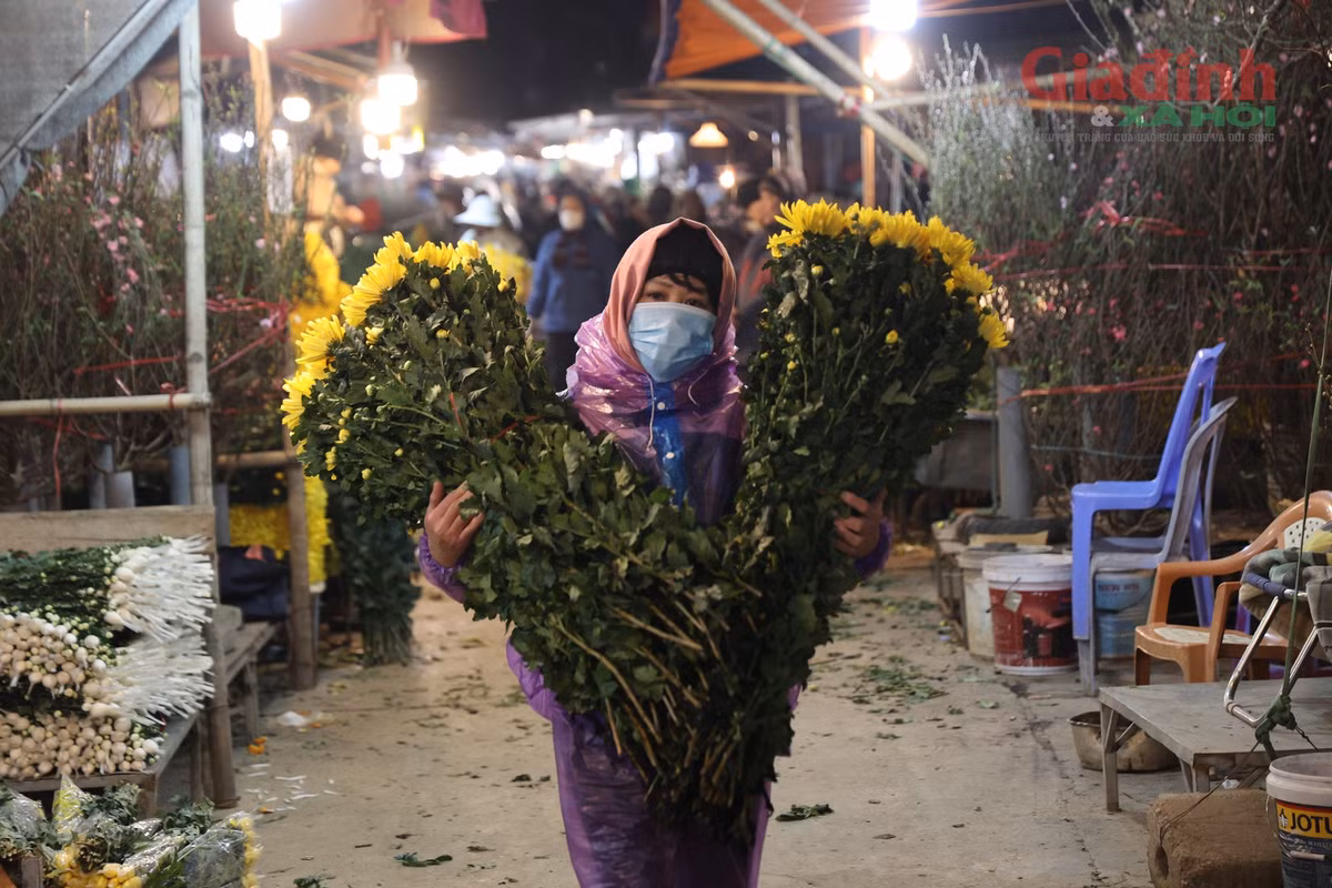 Một số ít tiểu thương đến chợ hoa Quảng An để mua hoa bán tại các điểm du lịch tâm linh, phục vụ khách hành hương dịp cuối năm. 