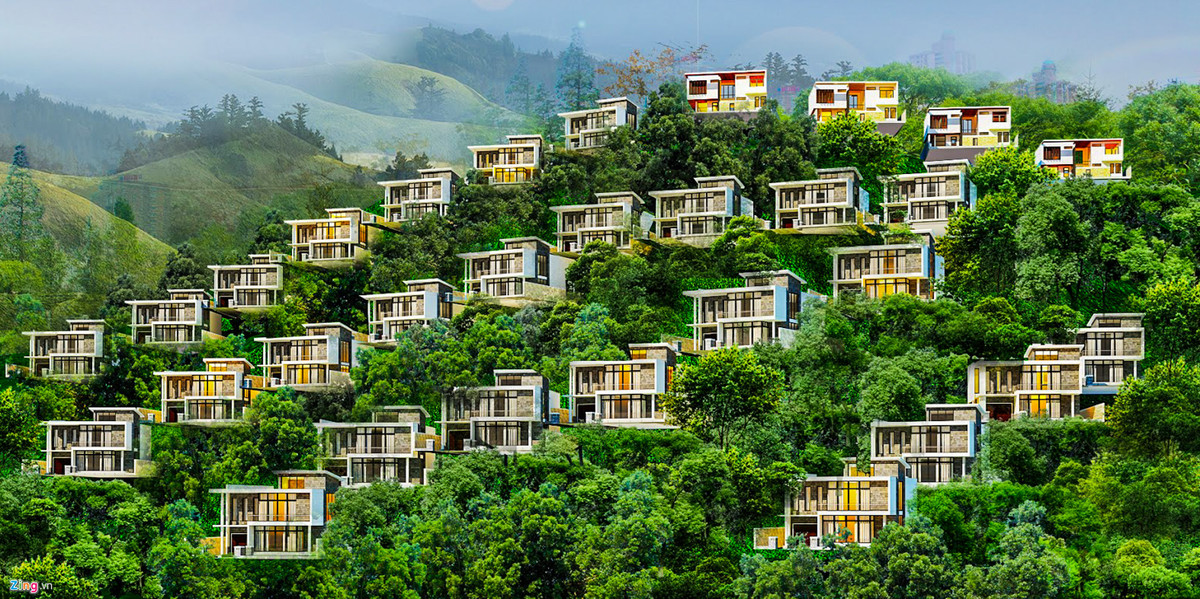 Dự án được quảng cáo 5 sao, có quy mô 68 căn biệt thự nghỉ dưỡng biệt lập trên đồi với tổng vốn dầu tư 800 tỷ đồng.