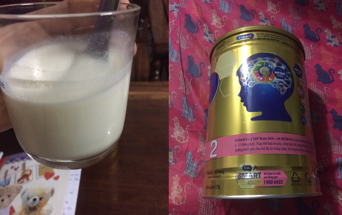 Nghi van chau be bi dau bung sau khi uong sua Enfamil